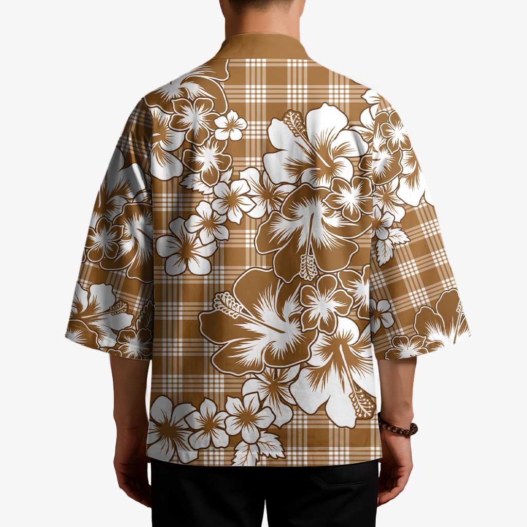 Hibiscus Pakala Bronze Brown Kimono Tropical Floral Stylized - Polynesian Pride