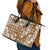 Hibiscus Pakala Bronze Brown Leather Tote Bag Tropical Floral Stylized - Polynesian Pride