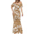 Hibiscus Pakala Bronze Brown Mermaid Dress Tropical Floral Stylized - Polynesian Pride