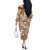 Hibiscus Pakala Bronze Brown Off The Shoulder Long Sleeve Dress Tropical Floral Stylized - Polynesian Pride
