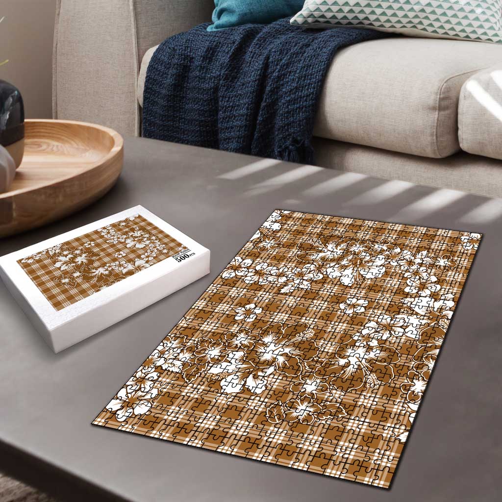 Hibiscus Pakala Bronze Brown Puzzle Tropical Floral Stylized - Polynesian Pride