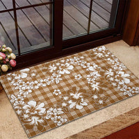 Hibiscus Pakala Bronze Brown Rubber Doormat Tropical Floral Stylized - Polynesian Pride
