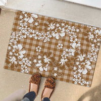 Hibiscus Pakala Bronze Brown Rubber Doormat Tropical Floral Stylized - Polynesian Pride