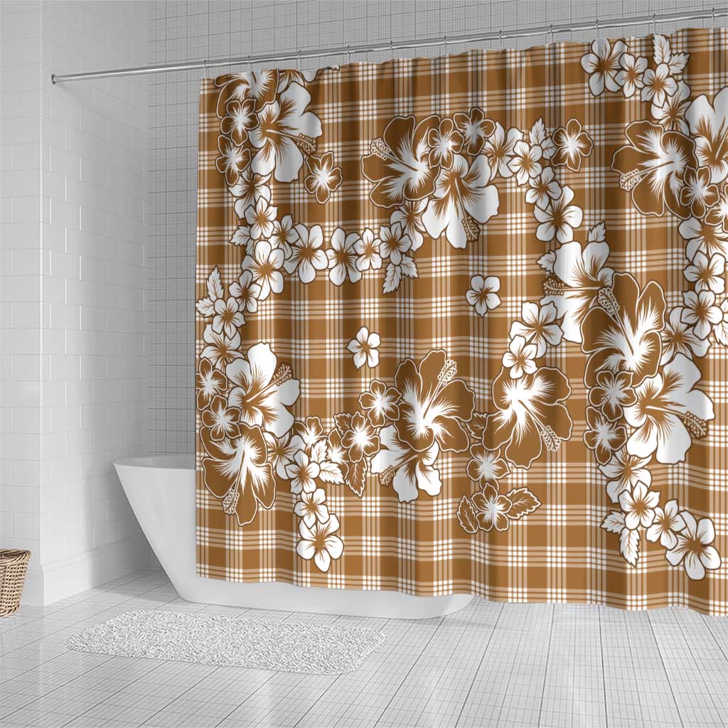 Hibiscus Pakala Bronze Brown Shower Curtain Tropical Floral Stylized - Polynesian Pride