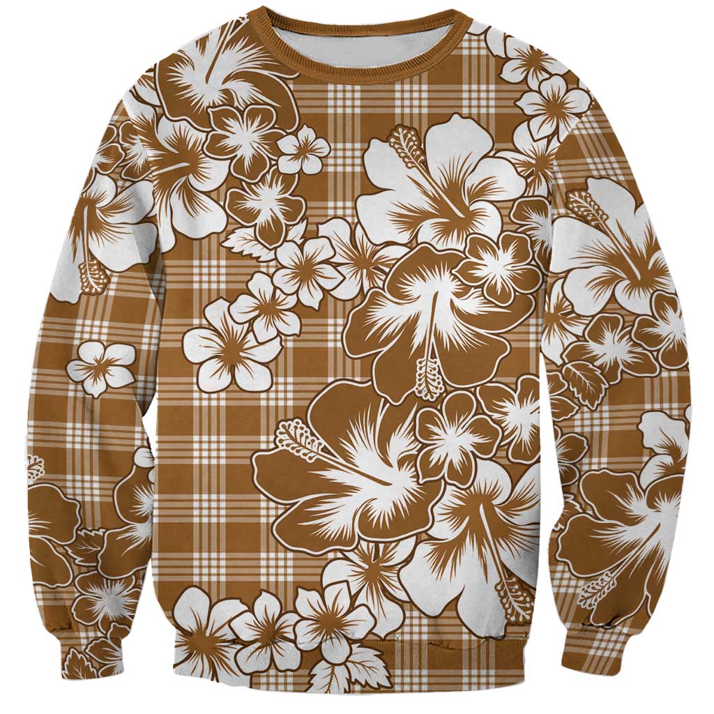 Hibiscus Pakala Bronze Brown Sweatshirt Tropical Floral Stylized LT01 Unisex Brown - Polynesian Pride