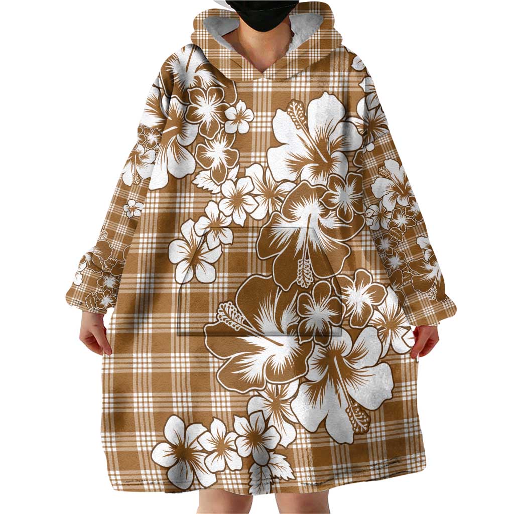 Hibiscus Pakala Bronze Brown Wearable Blanket Hoodie Tropical Floral Stylized - Polynesian Pride