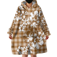 Hibiscus Pakala Bronze Brown Wearable Blanket Hoodie Tropical Floral Stylized - Polynesian Pride