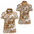 Hibiscus Pakala Bronze Brown Women Polo Shirt Tropical Floral Stylized - Polynesian Pride