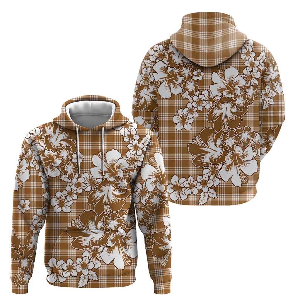 Hibiscus Pakala Bronze Brown Zip Hoodie Tropical Floral Stylized - Polynesian Pride
