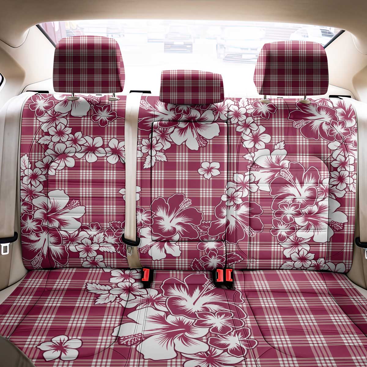Hibiscus Pakala Royal Magenta Back Car Seat Cover Tropical Floral Stylized - Polynesian Pride