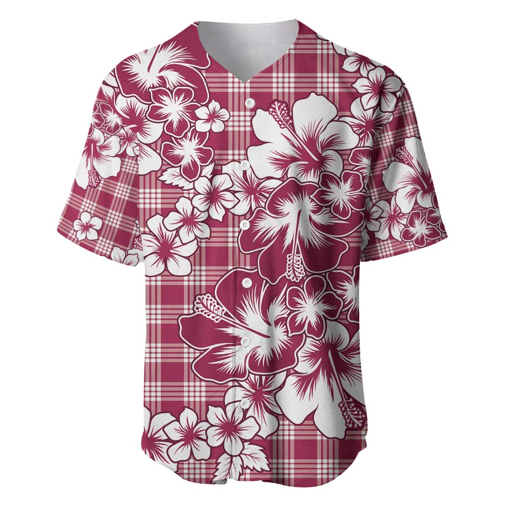 Hibiscus Pakala Royal Magenta Baseball Jersey Tropical Floral Stylized - Polynesian Pride