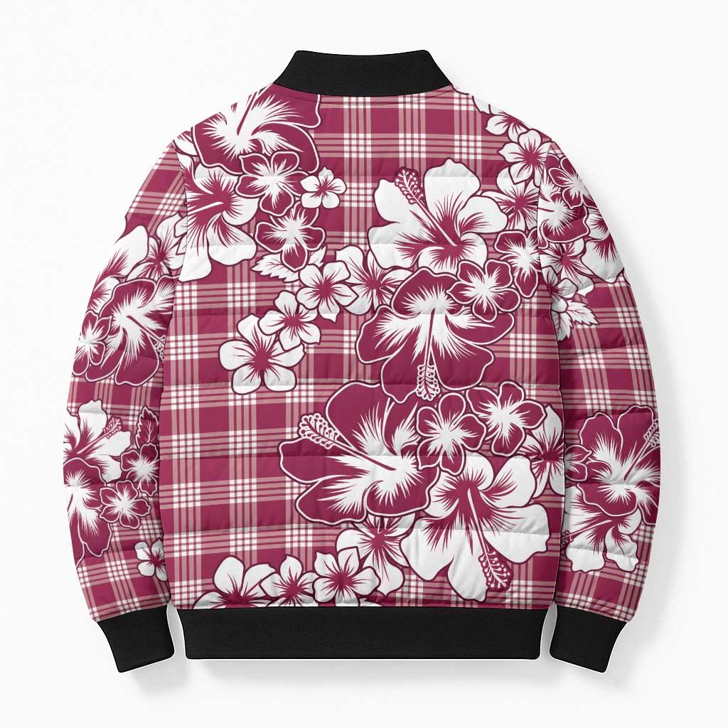 Hibiscus Pakala Royal Magenta Bomber Puffer Jacket Tropical Floral Stylized - Polynesian Pride