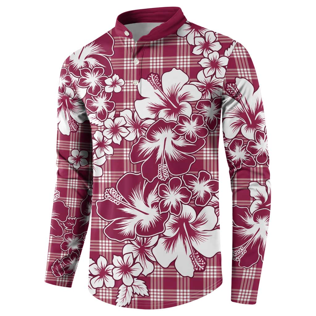Hibiscus Pakala Royal Magenta Button Sweatshirt Tropical Floral Stylized - Polynesian Pride