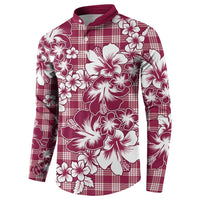 Hibiscus Pakala Royal Magenta Button Sweatshirt Tropical Floral Stylized - Polynesian Pride