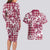 Hibiscus Pakala Royal Magenta Couples Matching Long Sleeve Bodycon Dress and Hawaiian Shirt Tropical Floral Stylized - Polynesian Pride