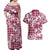 Hibiscus Pakala Royal Magenta Couples Matching Off Shoulder Maxi Dress and Hawaiian Shirt Tropical Floral Stylized - Polynesian Pride