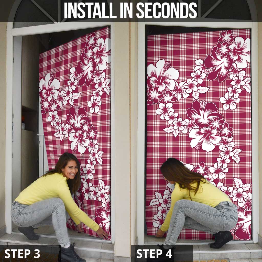 Hibiscus Pakala Royal Magenta Door Cover Tropical Floral Stylized - Polynesian Pride