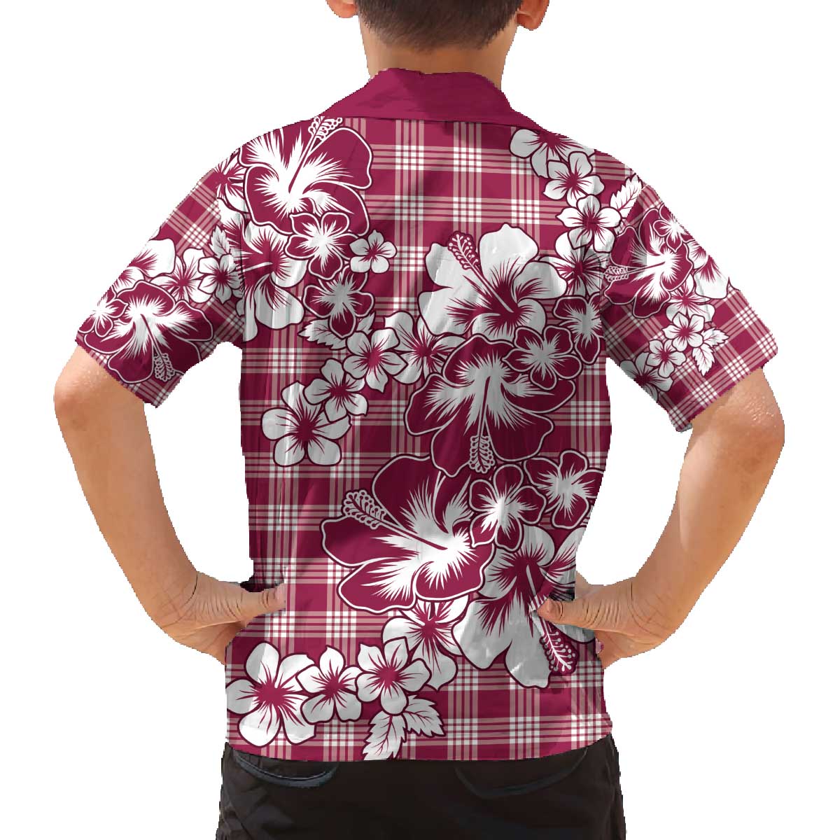 Hibiscus Pakala Royal Magenta Family Matching Off The Shoulder Long Sleeve Dress and Hawaiian Shirt Tropical Floral Stylized - Polynesian Pride