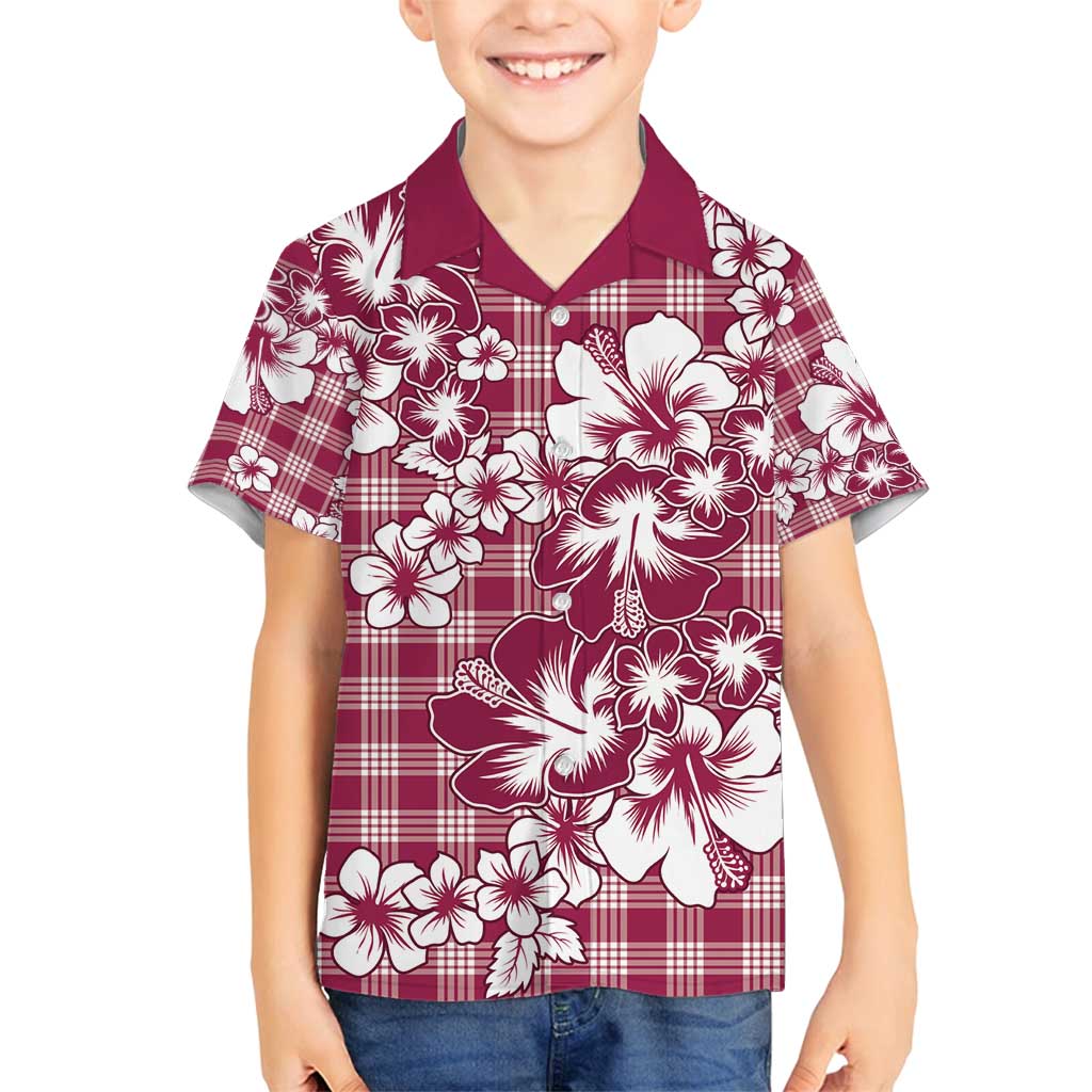 Hibiscus Pakala Royal Magenta Family Matching Off Shoulder Short Dress and Hawaiian Shirt Tropical Floral Stylized - Polynesian Pride