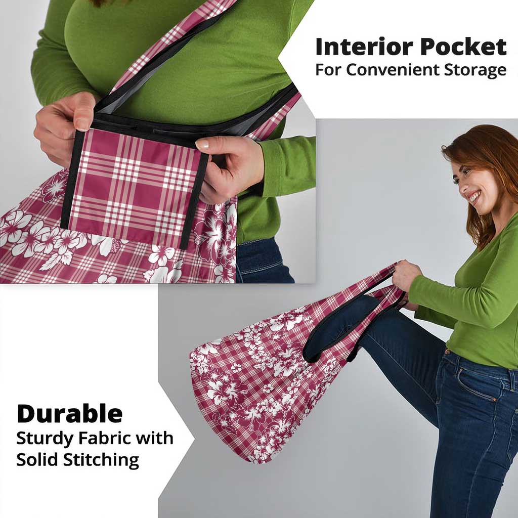 Hibiscus Pakala Royal Magenta Grocery Bag Tropical Floral Stylized - Polynesian Pride