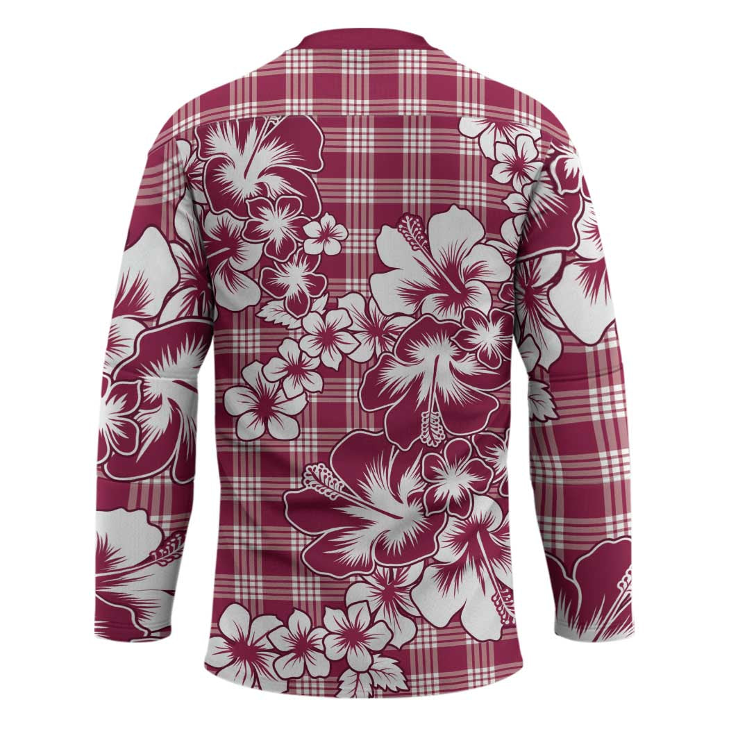 Hibiscus Pakala Royal Magenta Hockey Jersey Tropical Floral Stylized - Polynesian Pride