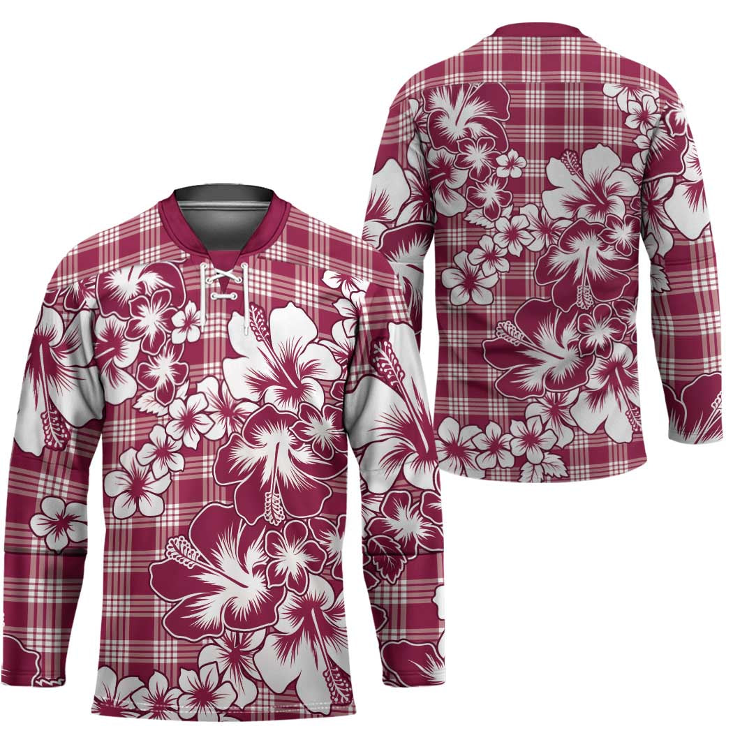 Hibiscus Pakala Royal Magenta Hockey Jersey Tropical Floral Stylized - Polynesian Pride