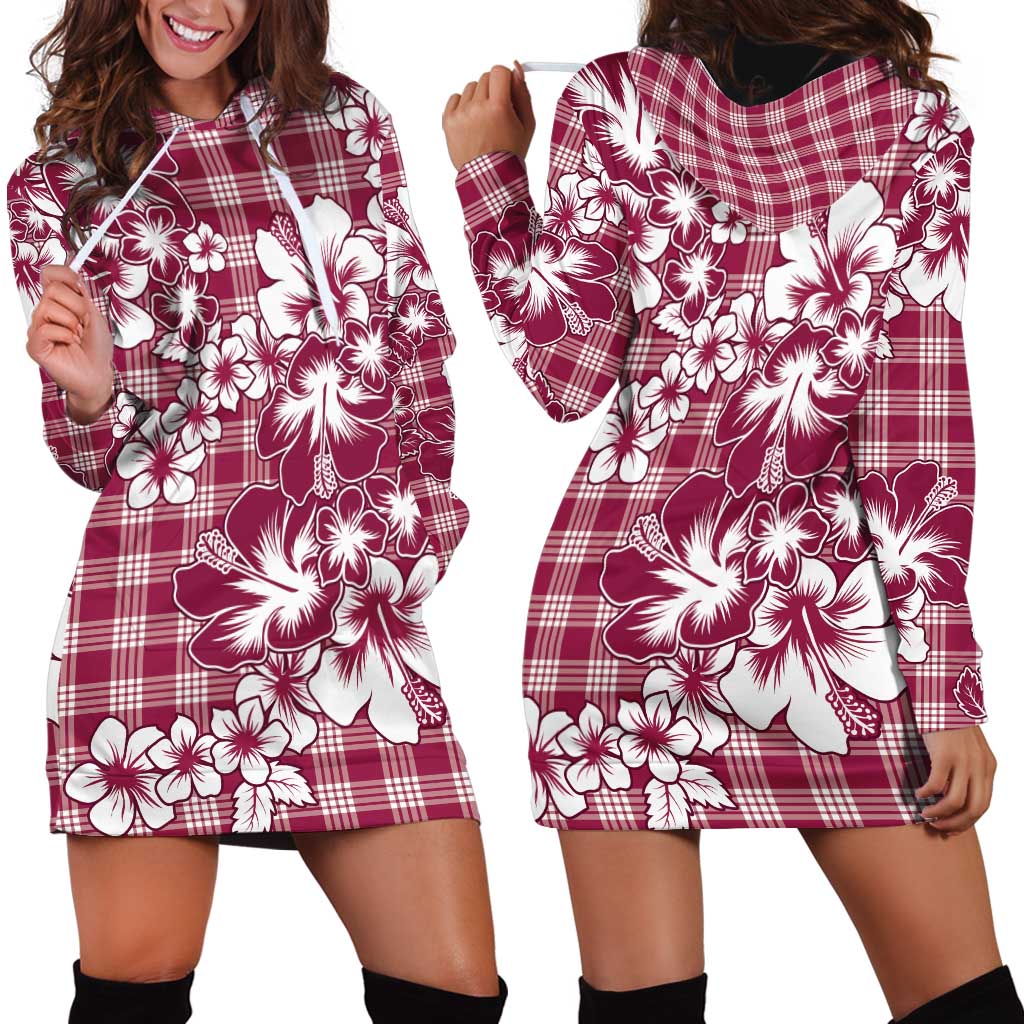 Hibiscus Pakala Royal Magenta Hoodie Dress Tropical Floral Stylized - Polynesian Pride