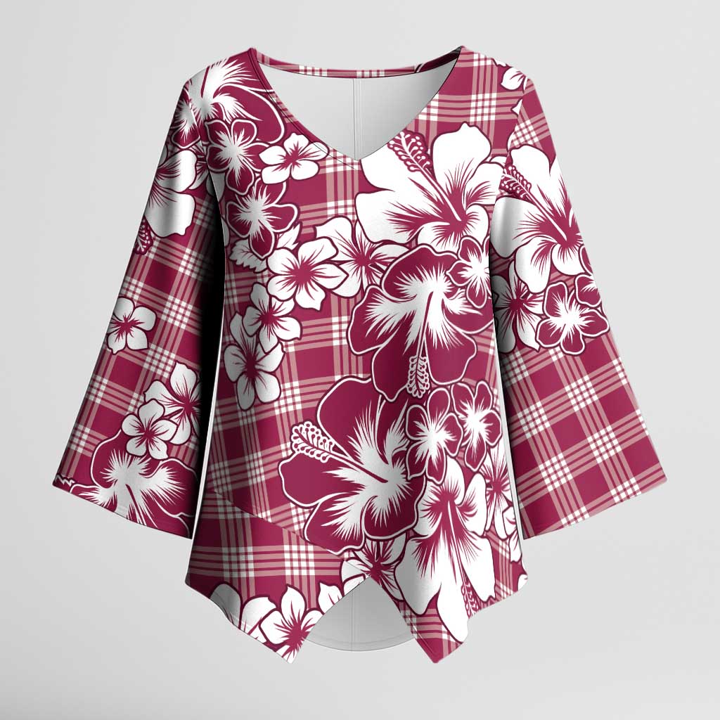 Hibiscus Pakala Royal Magenta Kimono Sleeve Blouse Tropical Floral Stylized - Polynesian Pride