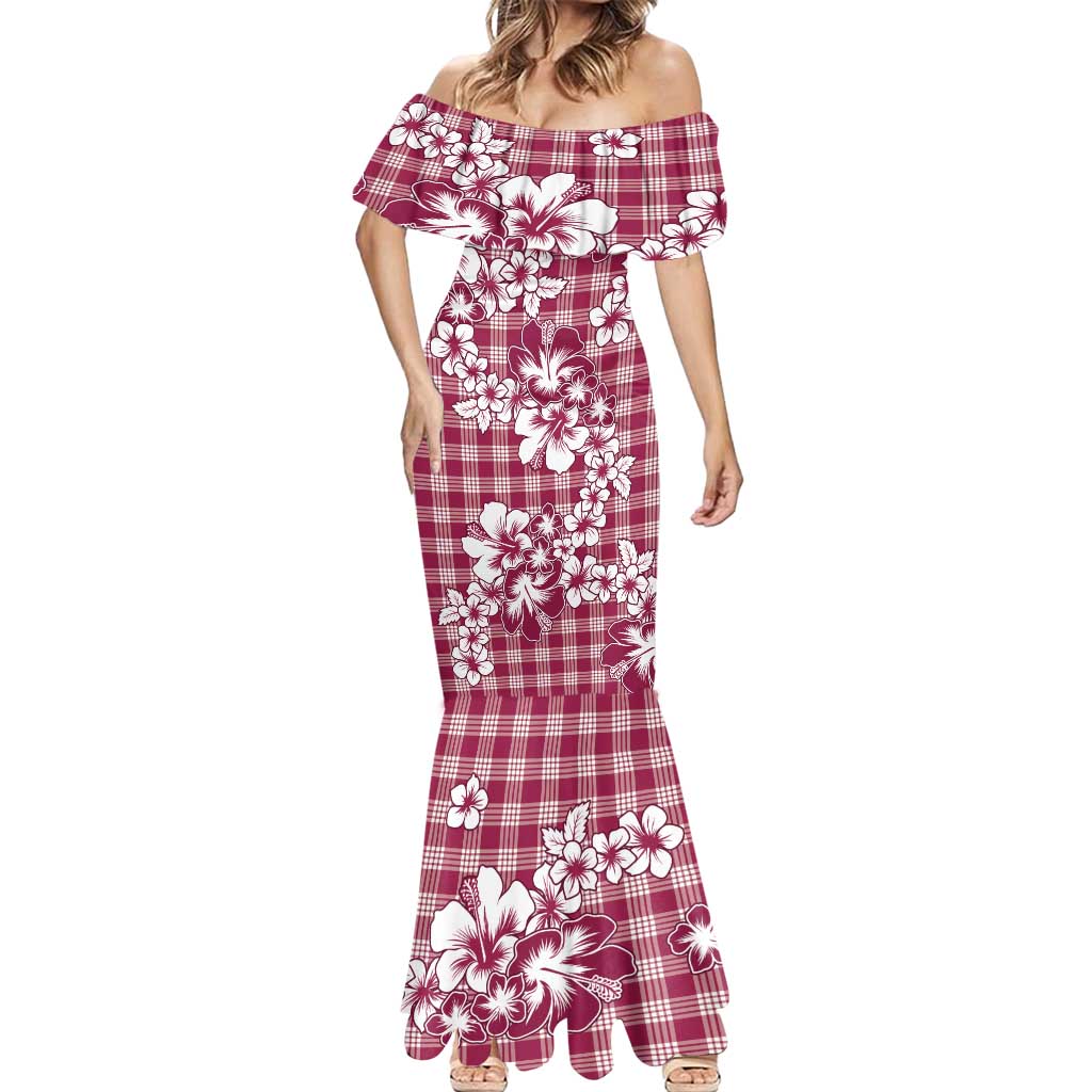 Hibiscus Pakala Royal Magenta Mermaid Dress Tropical Floral Stylized - Polynesian Pride