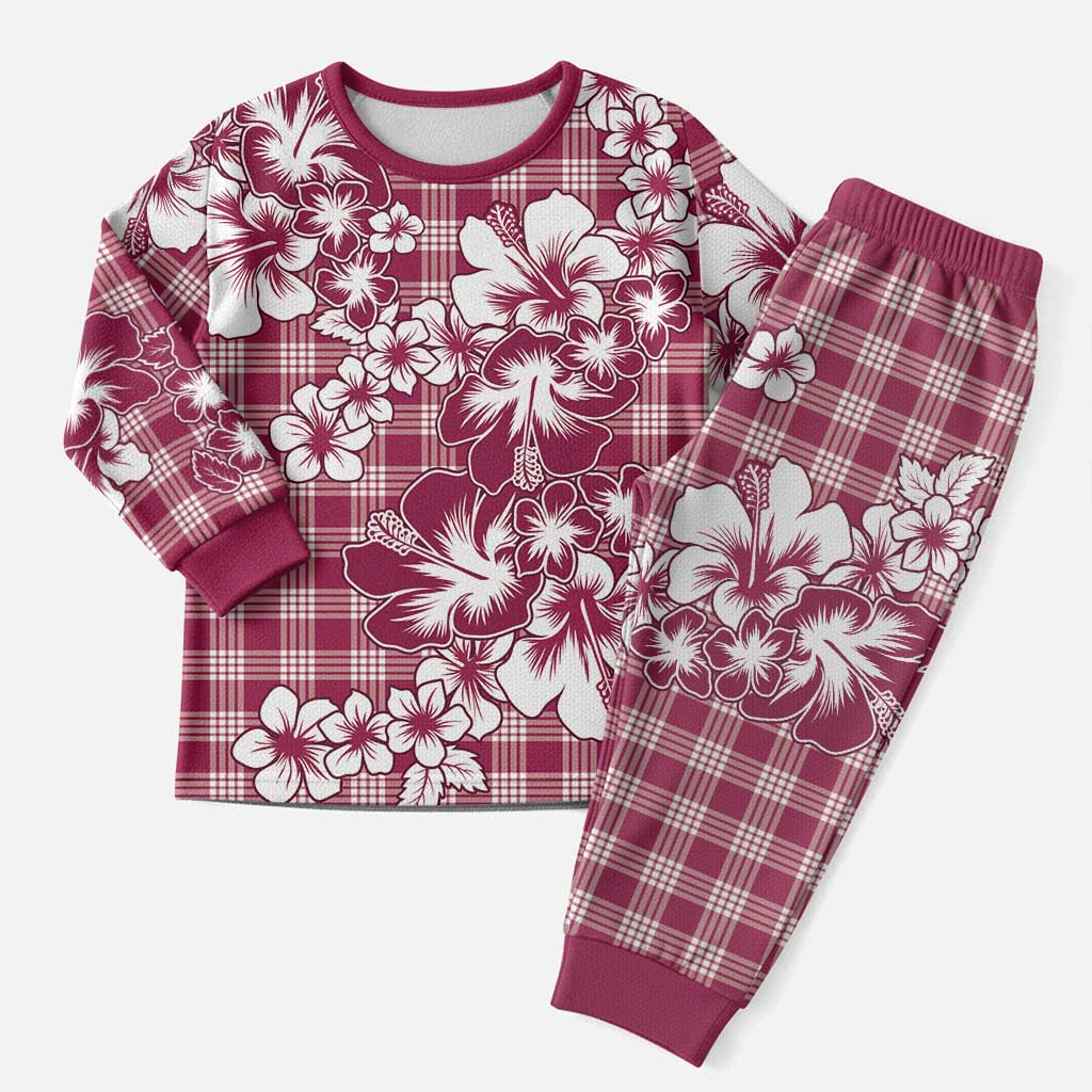 Hibiscus Pakala Royal Magenta Christmas Pajama Set Tropical Floral Stylized - Polynesian Pride