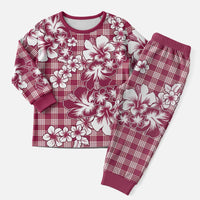 Hibiscus Pakala Royal Magenta Christmas Pajama Set Tropical Floral Stylized - Polynesian Pride