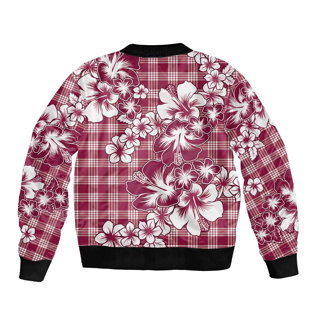 Hibiscus Pakala Royal Magenta Sleeve Zip Bomber Jacket Tropical Floral Stylized - Polynesian Pride