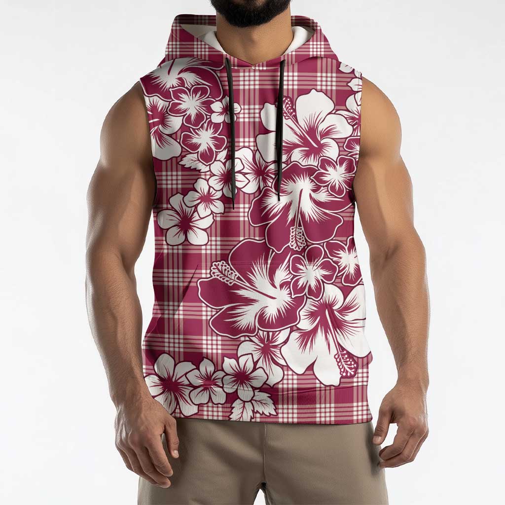 Hibiscus Pakala Royal Magenta Sleeveless Hoodie Tropical Floral Stylized - Polynesian Pride