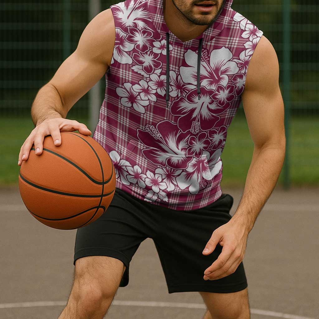 Hibiscus Pakala Royal Magenta Sleeveless Hoodie Tropical Floral Stylized - Polynesian Pride