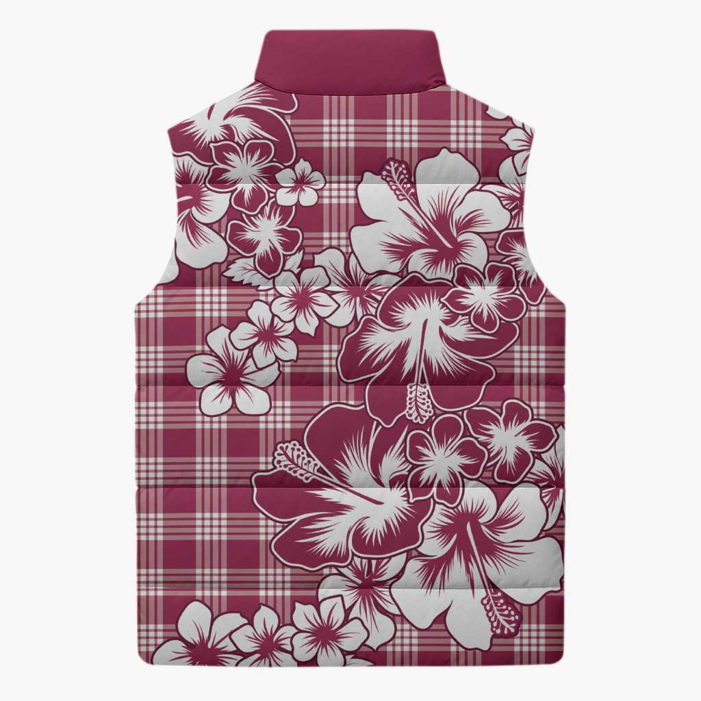 Hibiscus Pakala Royal Magenta Sleeveless Puffer Jacket Tropical Floral Stylized - Polynesian Pride