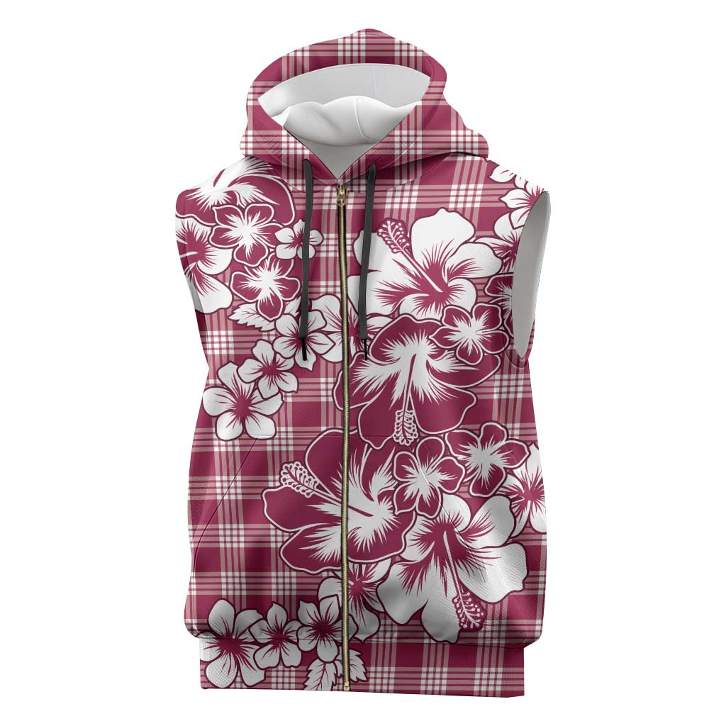 Hibiscus Pakala Royal Magenta Sleeveless Zip Hoodie Tropical Floral Stylized - Polynesian Pride