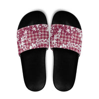 Hibiscus Pakala Royal Magenta Slide Sandals Tropical Floral Stylized - Polynesian Pride