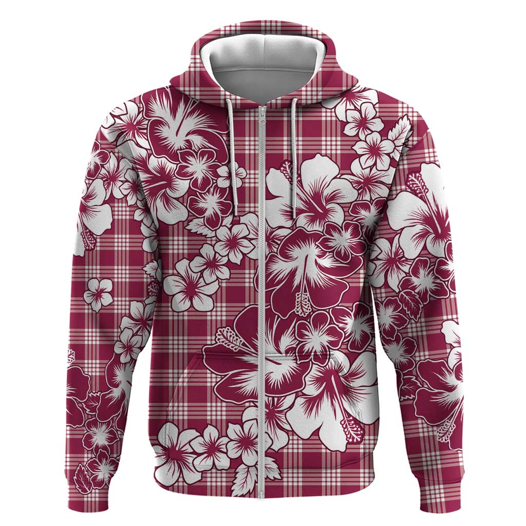 Hibiscus Pakala Royal Magenta Zip Hoodie Tropical Floral Stylized - Polynesian Pride