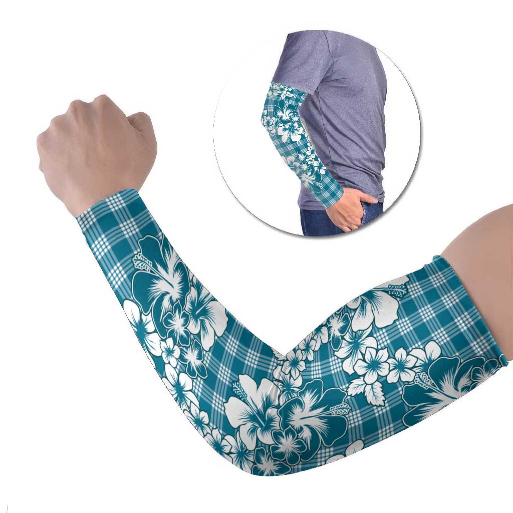 Hibiscus Pakala Ocean Depths Blue Arm Sleeves Tropical Floral Stylized - Polynesian Pride