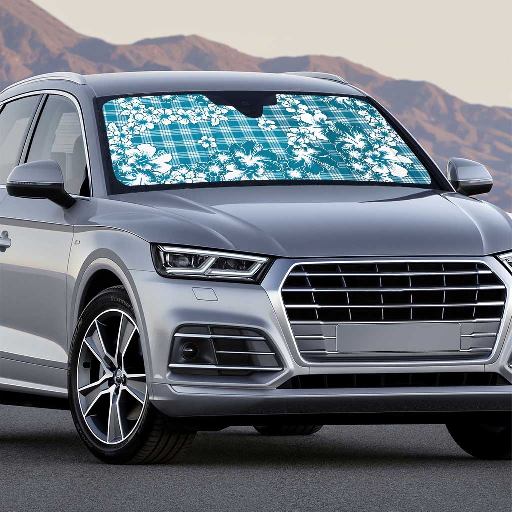 Hibiscus Pakala Ocean Depths Blue Auto Sun Shade Tropical Floral Stylized - Polynesian Pride