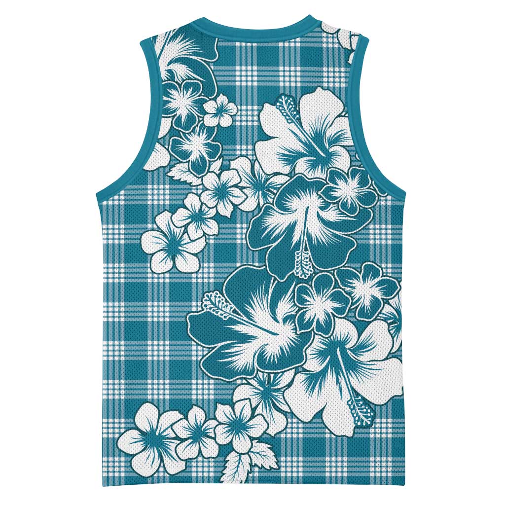 Hibiscus Pakala Ocean Depths Blue Basketball Jersey Tropical Floral Stylized - Polynesian Pride