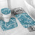 Hibiscus Pakala Ocean Depths Blue Bathroom Set Tropical Floral Stylized - Polynesian Pride