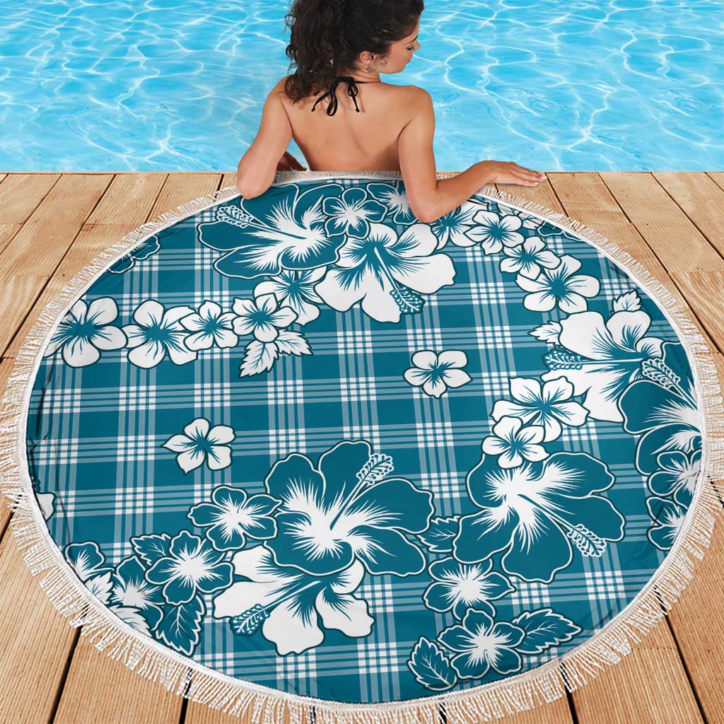 Hibiscus Pakala Ocean Depths Blue Beach Blanket Tropical Floral Stylized - Polynesian Pride
