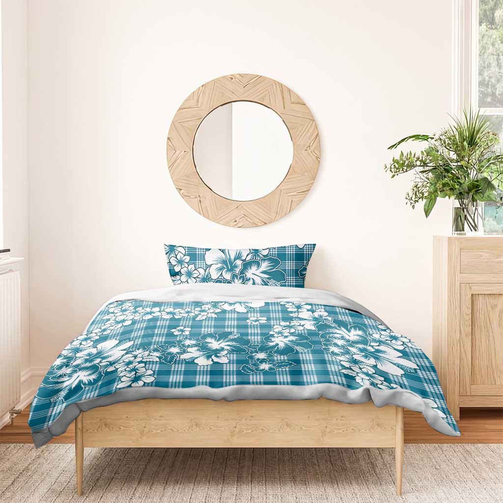 Hibiscus Pakala Ocean Depths Blue Bedding Set Tropical Floral Stylized - Polynesian Pride