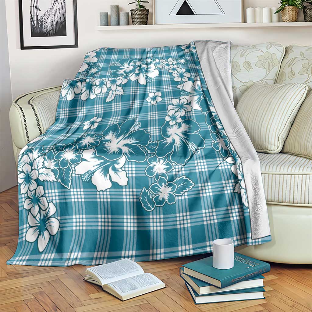 Hibiscus Pakala Ocean Depths Blue Blanket Tropical Floral Stylized - Polynesian Pride