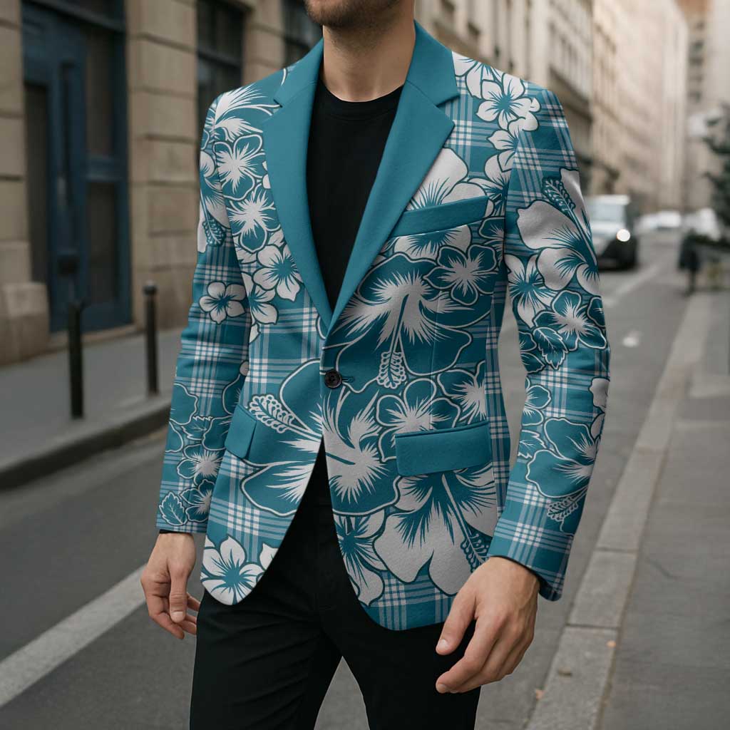 Hibiscus Pakala Ocean Depths Blue Blazer Tropical Floral Stylized LT01 - Polynesian Pride