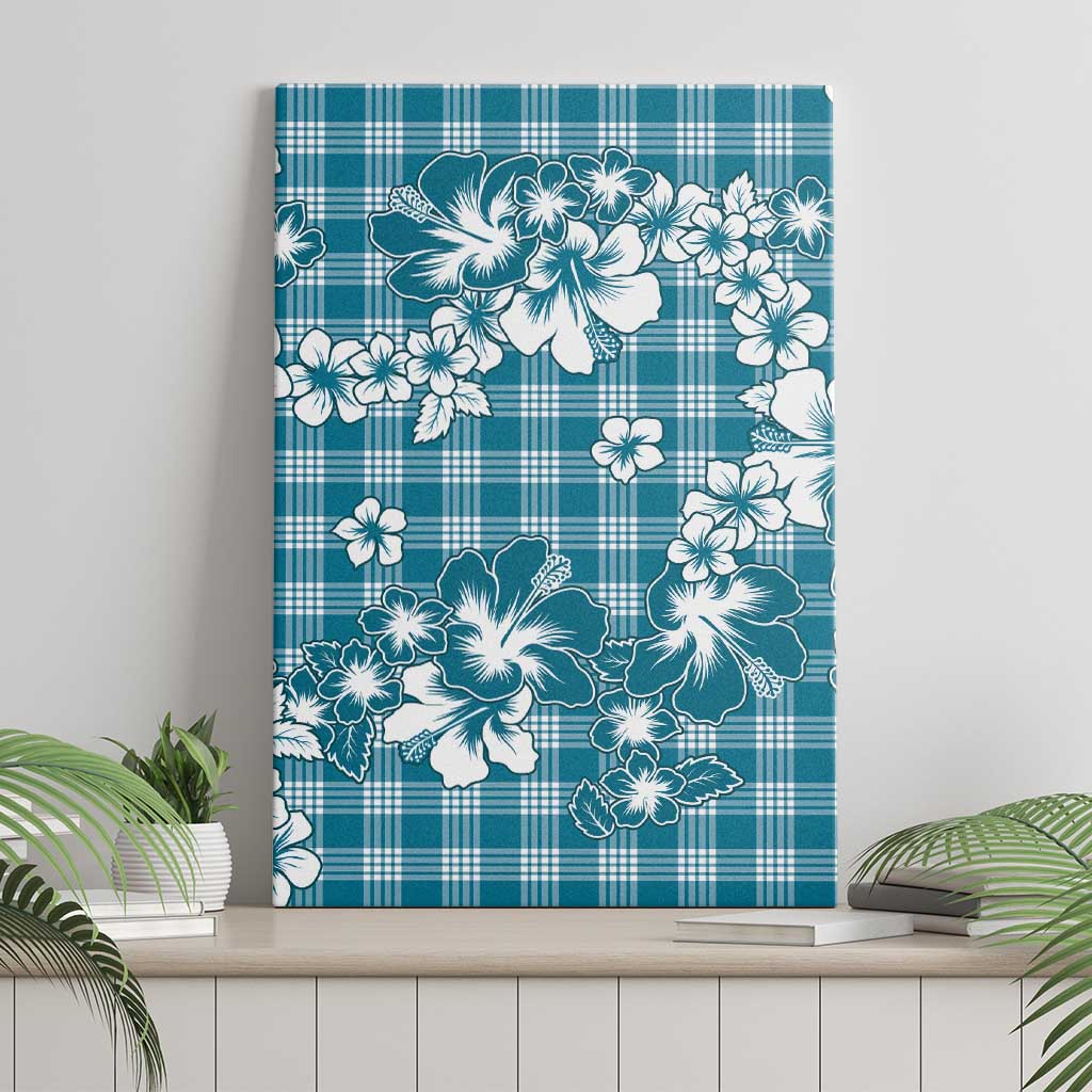 Hibiscus Pakala Ocean Depths Blue Canvas Wall Art Tropical Floral Stylized LT01 - Polynesian Pride