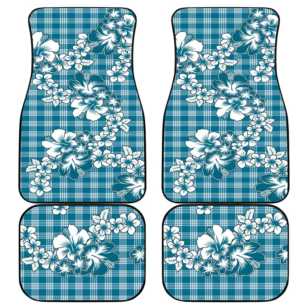 Hibiscus Pakala Ocean Depths Blue Car Mats Tropical Floral Stylized - Polynesian Pride