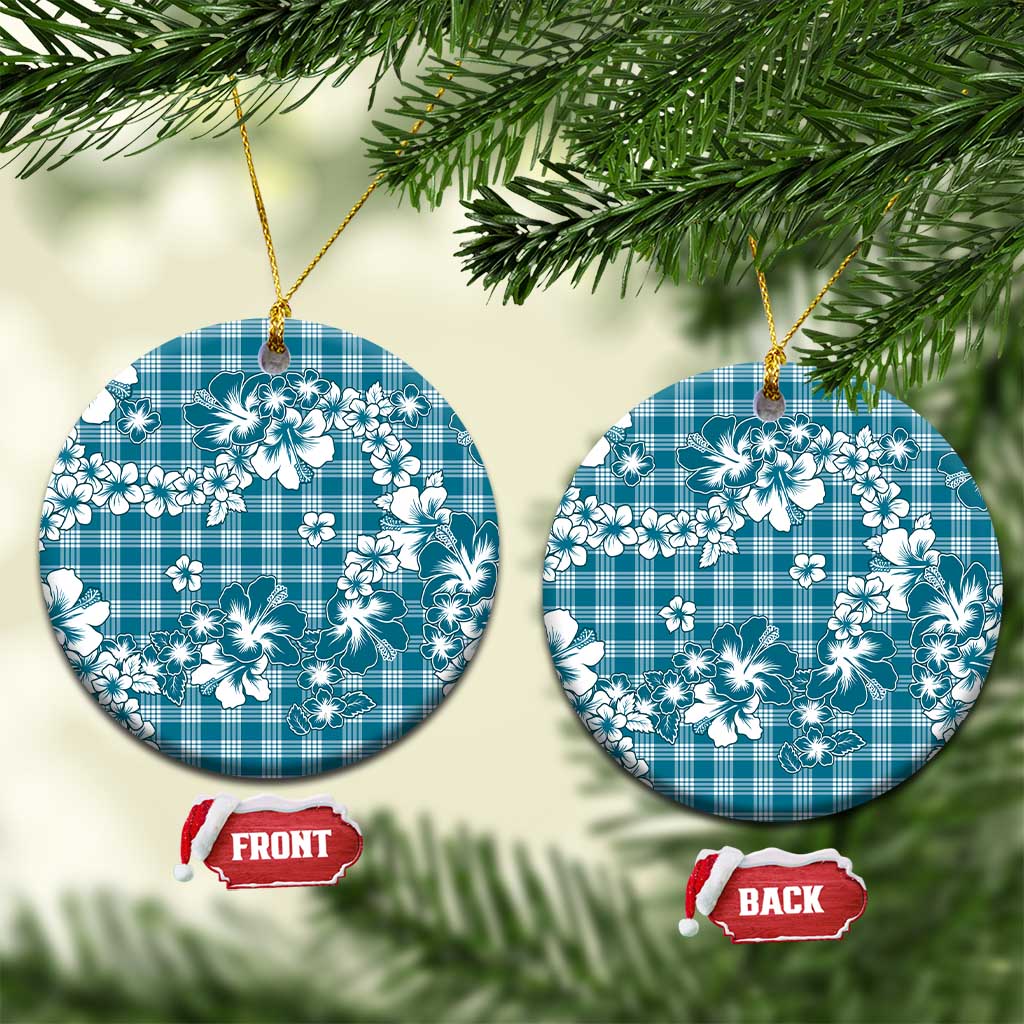 Hibiscus Pakala Ocean Depths Blue Ceramic Ornament Tropical Floral Stylized - Polynesian Pride