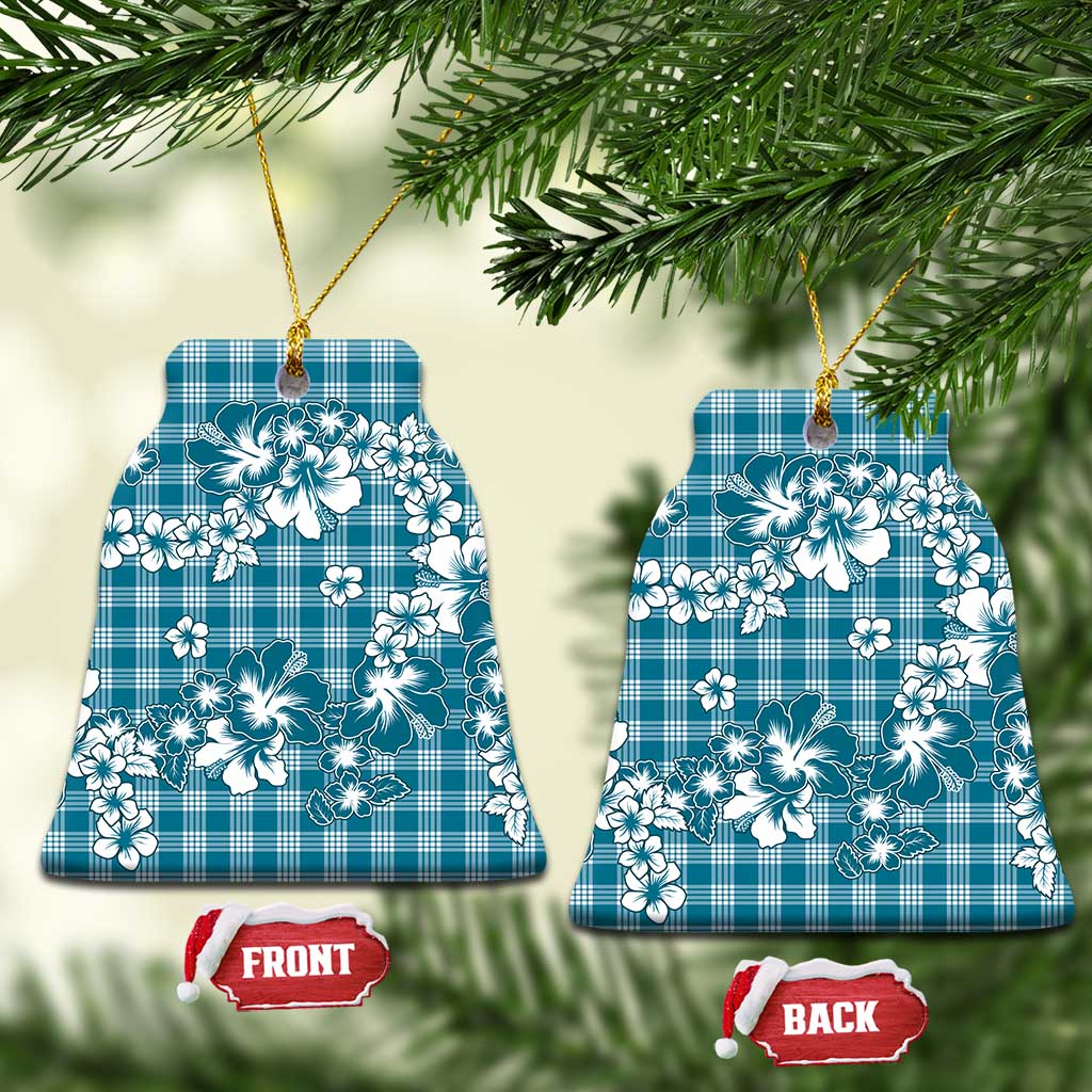 Hibiscus Pakala Ocean Depths Blue Ceramic Ornament Tropical Floral Stylized - Polynesian Pride